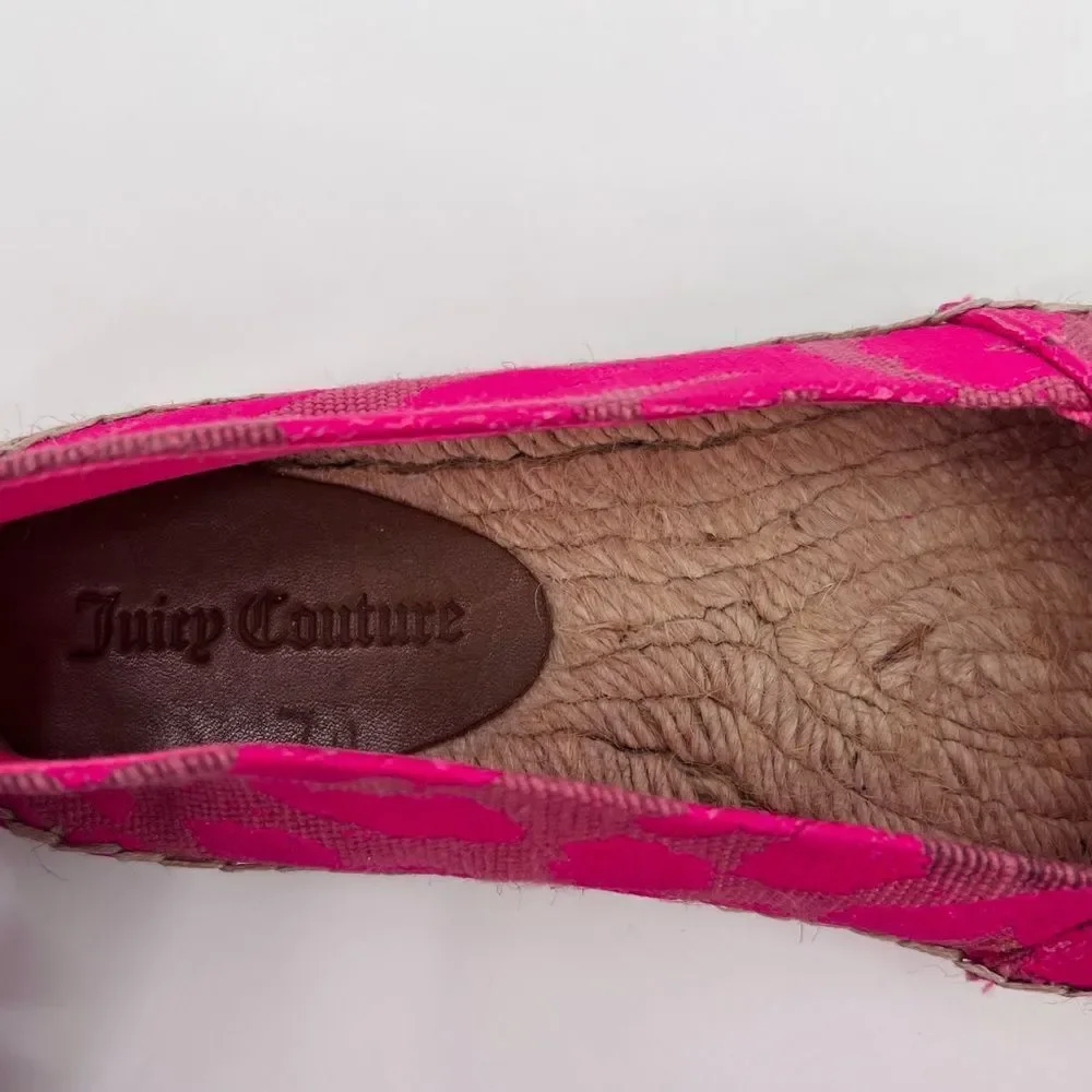 Juicy Couture Flats Canvas Espadrille Neon Pink Size 6